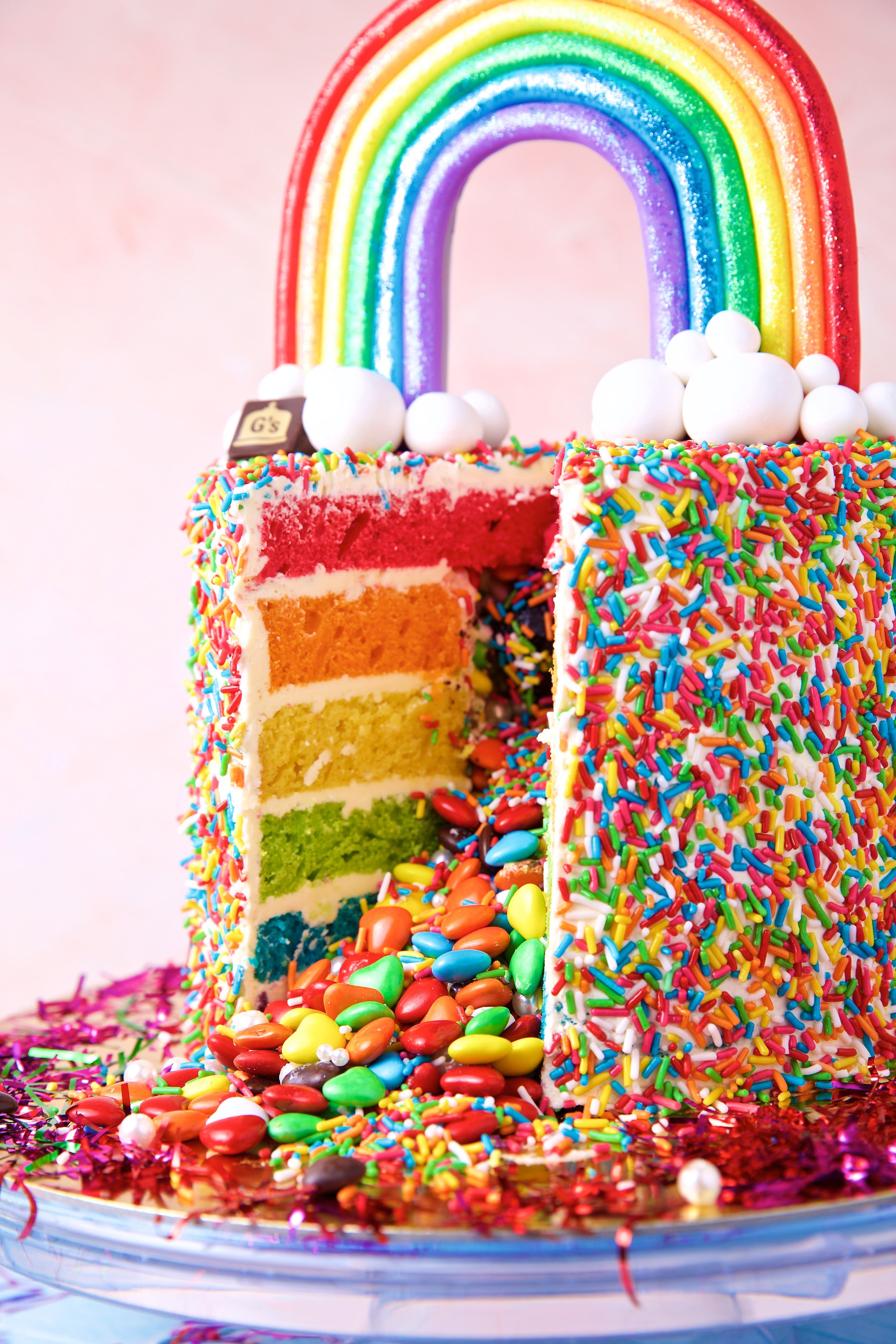 Rainbow Confetti Burst Cake