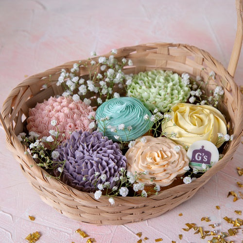 Unicorn Gypso floral cupcake basket (basket of 6)