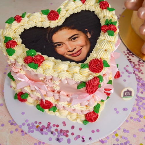 Vintage Heart Cake w/ Digital Photo
