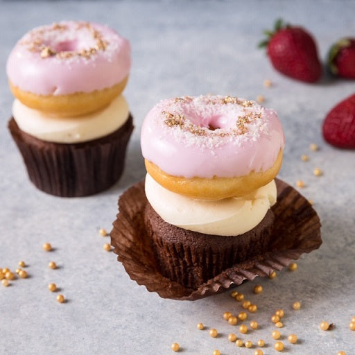 White Chocolate Strawberry Glazed Doughnut Cupcake