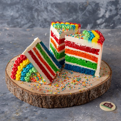 Rainbow Mood Cake Slice