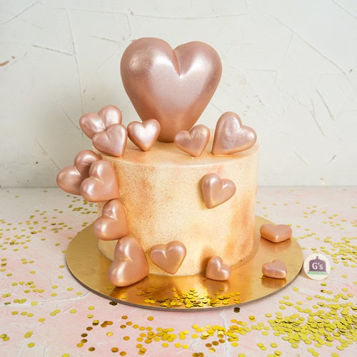Rose Gold Heart Cake